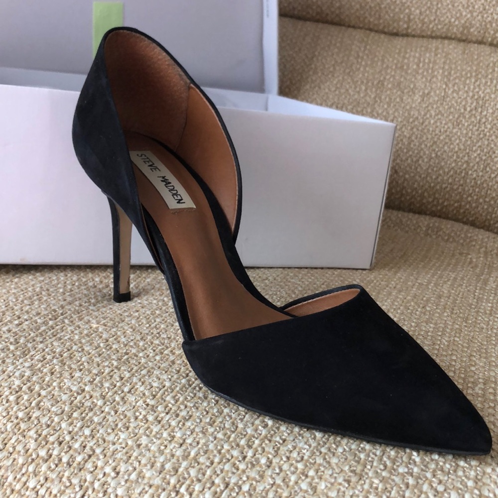 Steve Madden president black suede heels